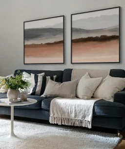 Conjunto 2 Quadros Decorativos Coleção Nature Sable n03 n04 – Salmão e Cinza