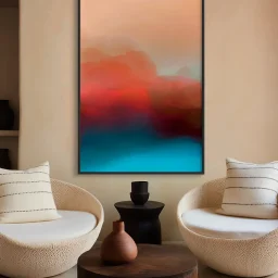 Quadro Decorativo Coleção Abstraite Brume n02 - Azul e Salmão
