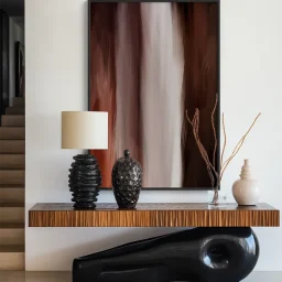 Quadro Decorativo Coleção Abstraite Terre n01 - Marrom e Branco