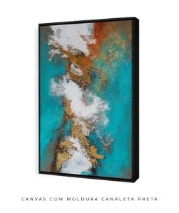 Quadro Decorativo Coleção Abstraite n21 – Azul, Branco e Dourado - Imagem 11
