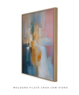 Quadro Decorativo Coleção Abstraite n55 – Azul, Amarelo e Rosa - Imagem 8