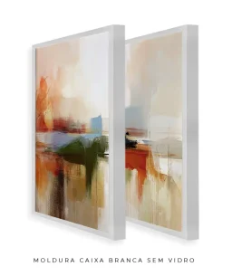 Conjunto 2 Quadros Decorativos Coleção Abstraite n68 n69  – Areia, Azul e Laranja - Imagem 27