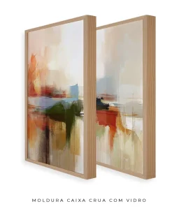 Conjunto 2 Quadros Decorativos Coleção Abstraite n68 n69  – Areia, Azul e Laranja - Imagem 24