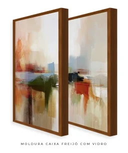 Conjunto 2 Quadros Decorativos Coleção Abstraite n68 n69  – Areia, Azul e Laranja - Imagem 22