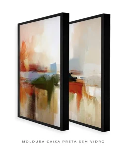 Conjunto 2 Quadros Decorativos Coleção Abstraite n68 n69  – Areia, Azul e Laranja - Imagem 21