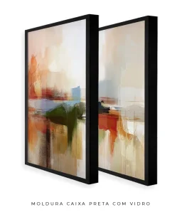 Conjunto 2 Quadros Decorativos Coleção Abstraite n68 n69  – Areia, Azul e Laranja - Imagem 20
