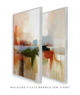Conjunto 2 Quadros Decorativos Coleção Abstraite n68 n69  – Areia, Azul e Laranja - Imagem 12