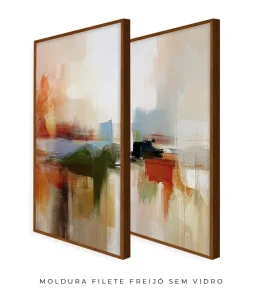 Conjunto 2 Quadros Decorativos Coleção Abstraite n68 n69  – Areia, Azul e Laranja - Imagem 8