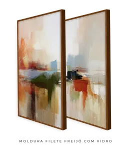Conjunto 2 Quadros Decorativos Coleção Abstraite n68 n69  – Areia, Azul e Laranja - Imagem 7