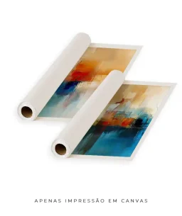Conjunto 2 Quadros Decorativos Coleção Abstraite n70 n71  – Azul, Areia e Laranja - Imagem 25