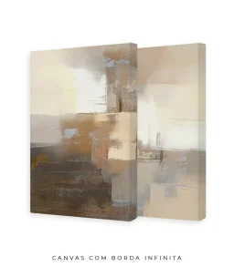 Conjunto 2 Quadros Decorativos Coleção Abstraite n89 n90  – Marrom e Areia - Imagem 16