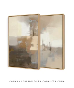 Conjunto 2 Quadros Decorativos Coleção Abstraite n89 n90  – Marrom e Areia - Imagem 14