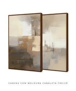 Conjunto 2 Quadros Decorativos Coleção Abstraite n89 n90  – Marrom e Areia - Imagem 13