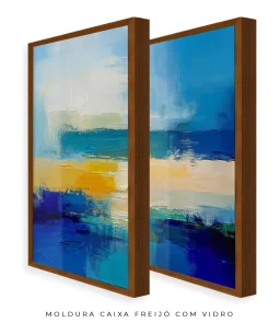 Conjunto 2 Quadros Decorativos Coleção Abstraite n188 n189  – Azul, Amarelo e Branco - Imagem 19