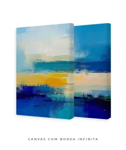 Conjunto 2 Quadros Decorativos Coleção Abstraite n188 n189  – Azul, Amarelo e Branco - Imagem 16