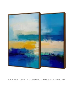 Conjunto 2 Quadros Decorativos Coleção Abstraite n188 n189  – Azul, Amarelo e Branco - Imagem 13
