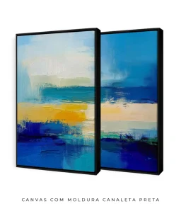 Conjunto 2 Quadros Decorativos Coleção Abstraite n188 n189  – Azul, Amarelo e Branco - Imagem 12
