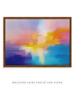 Quadro Decorativo Coleção Abstraite n155 –  Azul, Lilás e Amarelo - Imagem 19
