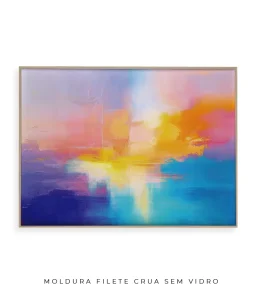 Quadro Decorativo Coleção Abstraite n155 –  Azul, Lilás e Amarelo - Imagem 8