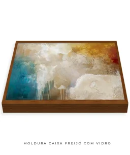 Quadro Decorativo Coleção Abstraite n196 –  Areia, Azul e Laranja - Imagem 18
