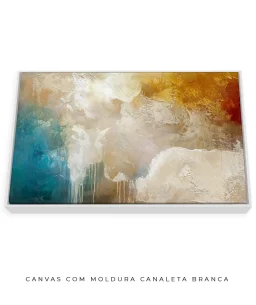 Quadro Decorativo Coleção Abstraite n196 –  Areia, Azul e Laranja - Imagem 14